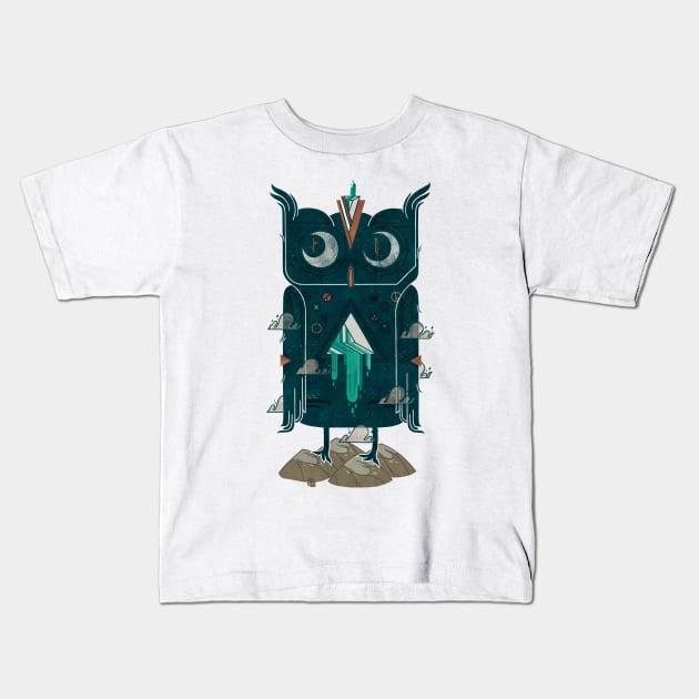 Night Owl Kids T-Shirt by againstbound